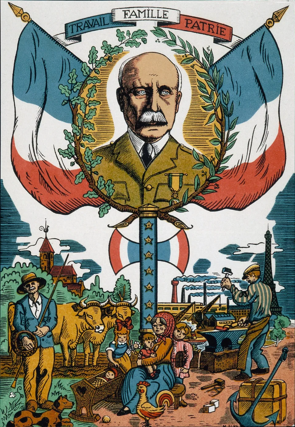 Affiche de propagande Vichy Travail Famille Patrie pendant l’Occupation
