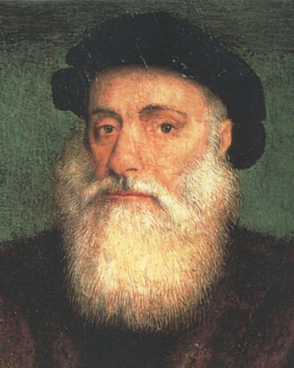 Portrait de Vasco de Gama, navigateur portugais ayant ouvert la route maritime vers l’Inde au XVe siècle.
