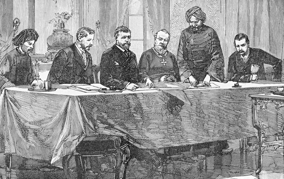 Signature du traité de Hué en 1883 plaçant l’Annam et le Tonkin sous protectorat français