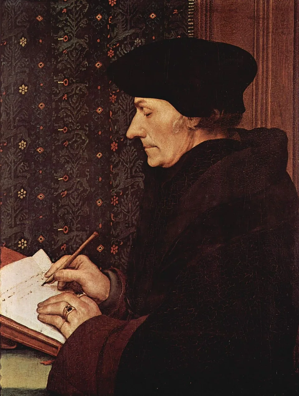 Portrait d’Érasme écrivant, de profil, par Hans Holbein le Jeune, Renaissance