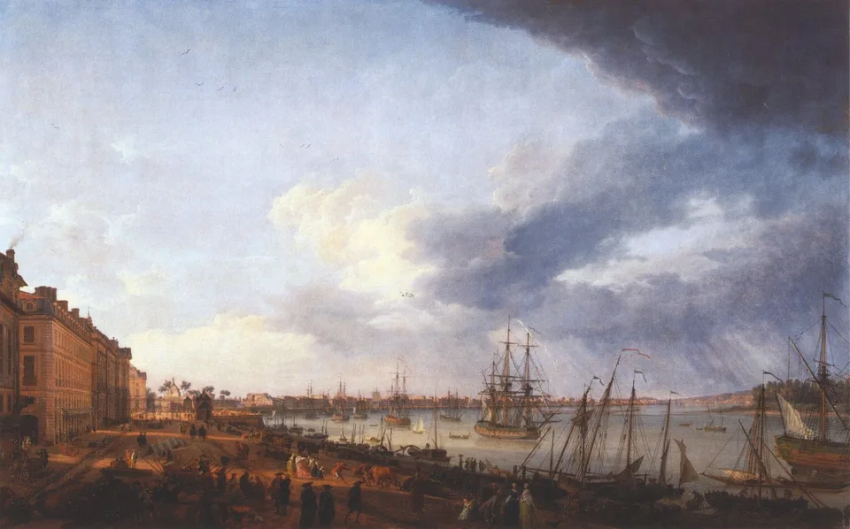 Vue du port de Bordeaux animé par le commerce colonial au XVIIIe siècle