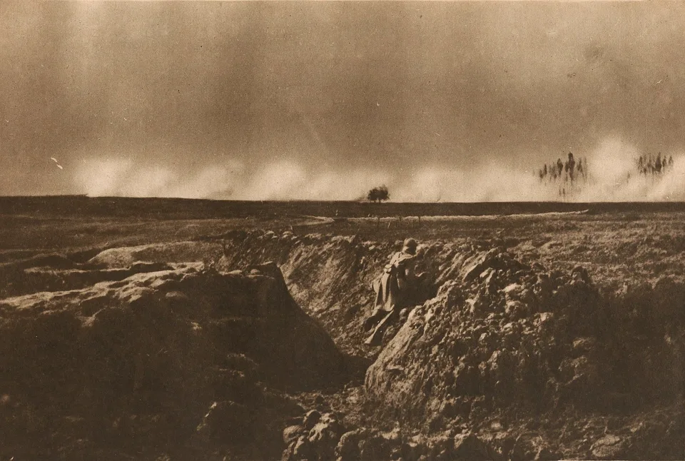 Tir de barrage à Craonne en 1917 pendant l’offensive du Chemin des Dames