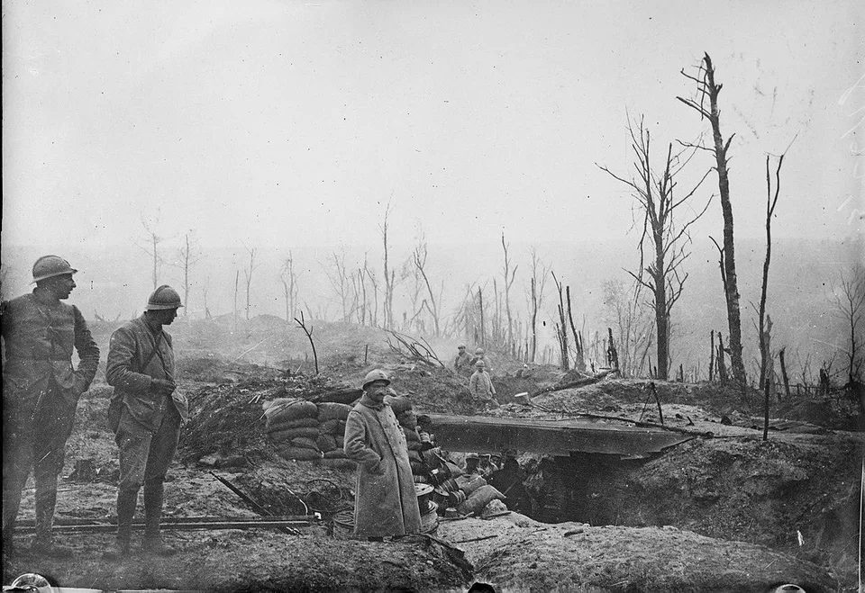 Photo de soldats français dans les tranchées à Verdun