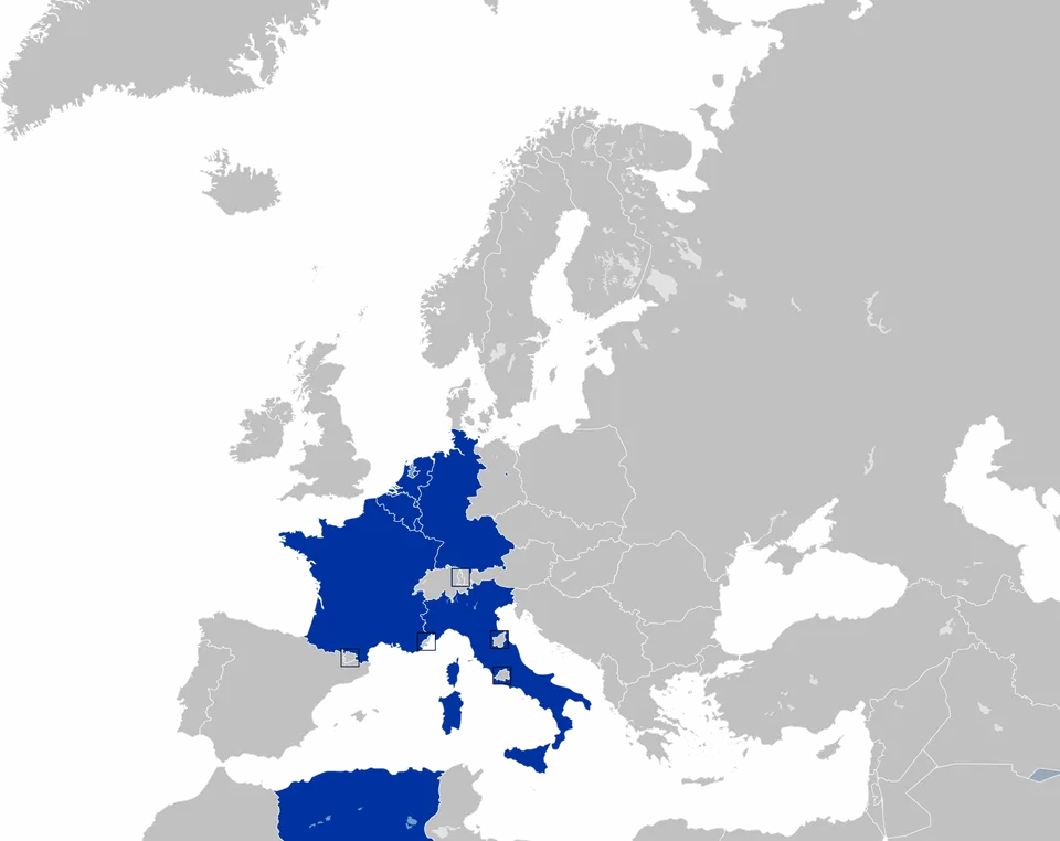 Carte montrant les six pays fondateurs de la Communauté économique européenne en 1957