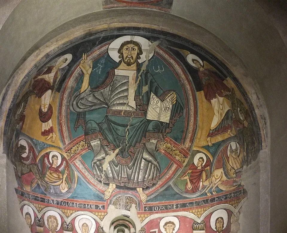 Fresque romane de lâabside de Sant Climent de TaĂŒll (MNAC, Barcelone)