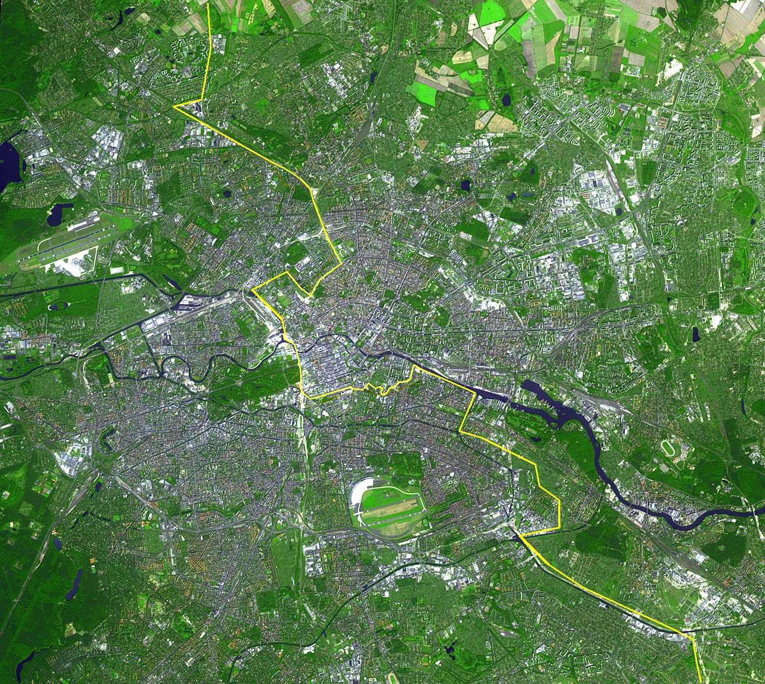 image satellite montrant le mur de Berlin