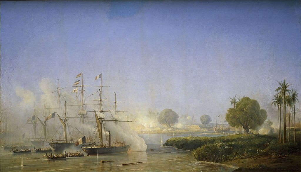 Peinture montrant la prise de Saïgon par les troupes françaises le 18 février 1859