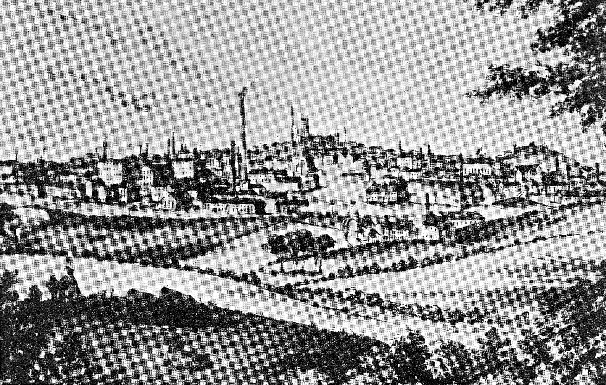 Révolution industrielle : enfants surveillant les métiers à filer dans une usine du Lancashire au XIXe siècle