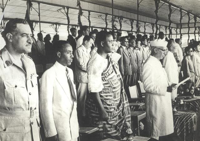 Délégations réunies à la Conférence afro-asiatique de Bandung en 1955