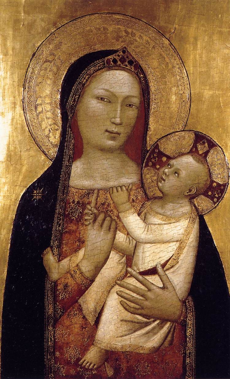 Tableau du XIVe siècle représentant la Vierge Marie tenant l’Enfant Jésus