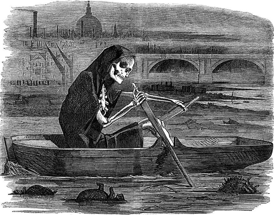 Gravure Over London—by Rail, passerelles et fumées au-dessus des quartiers pauvres