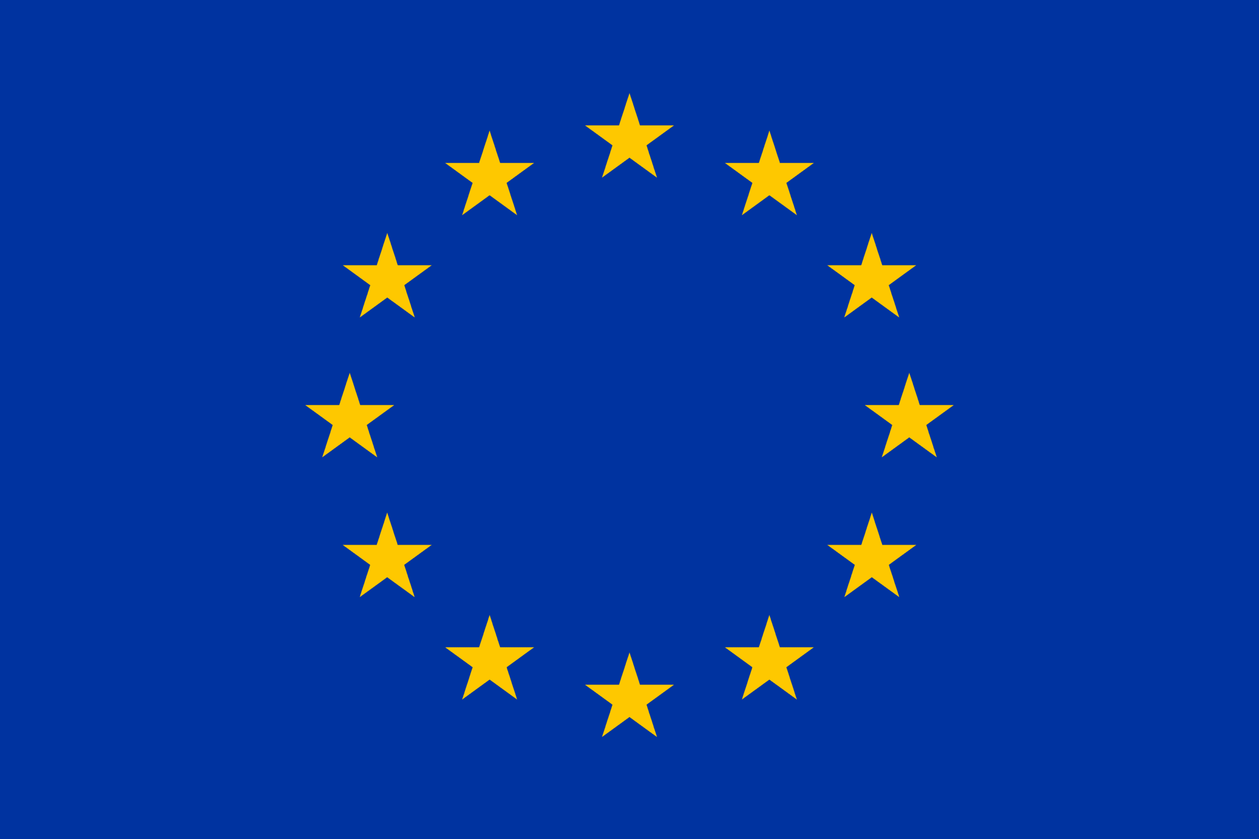 Drapeau bleu avec un cercle de douze étoiles dorées représentant l’Union européenne