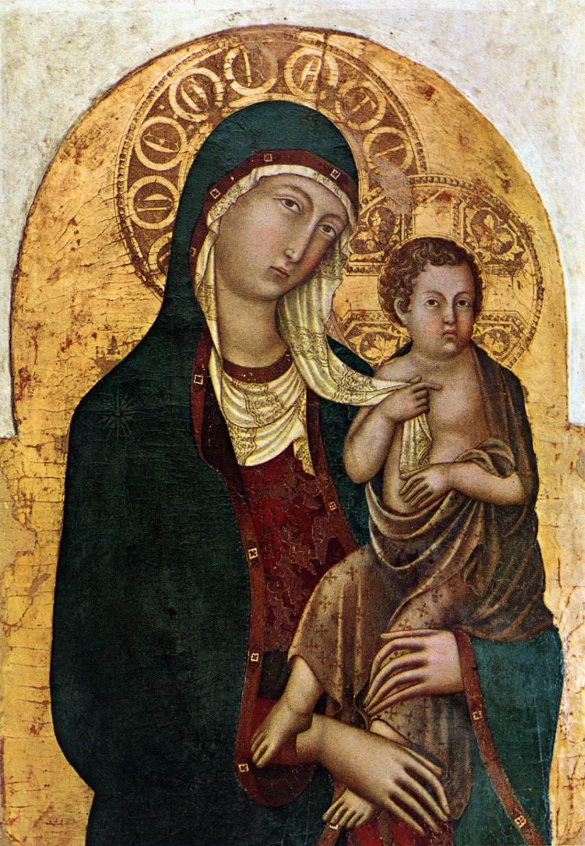 Peinture médiévale représentant la Vierge Marie et l’Enfant Jésus