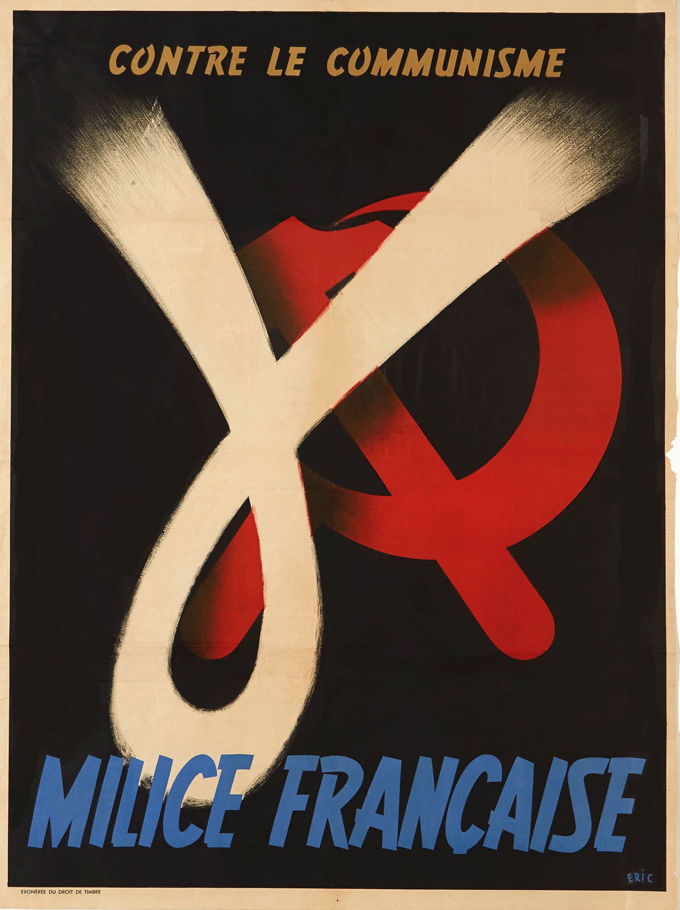 Affiche de recrutement de la Milice française contre le communisme, 1943