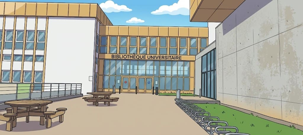 Entrée de la bibliothèque universitaire de l’UBO, lieu central de travail pour préparer le DAEU en reprise d’études