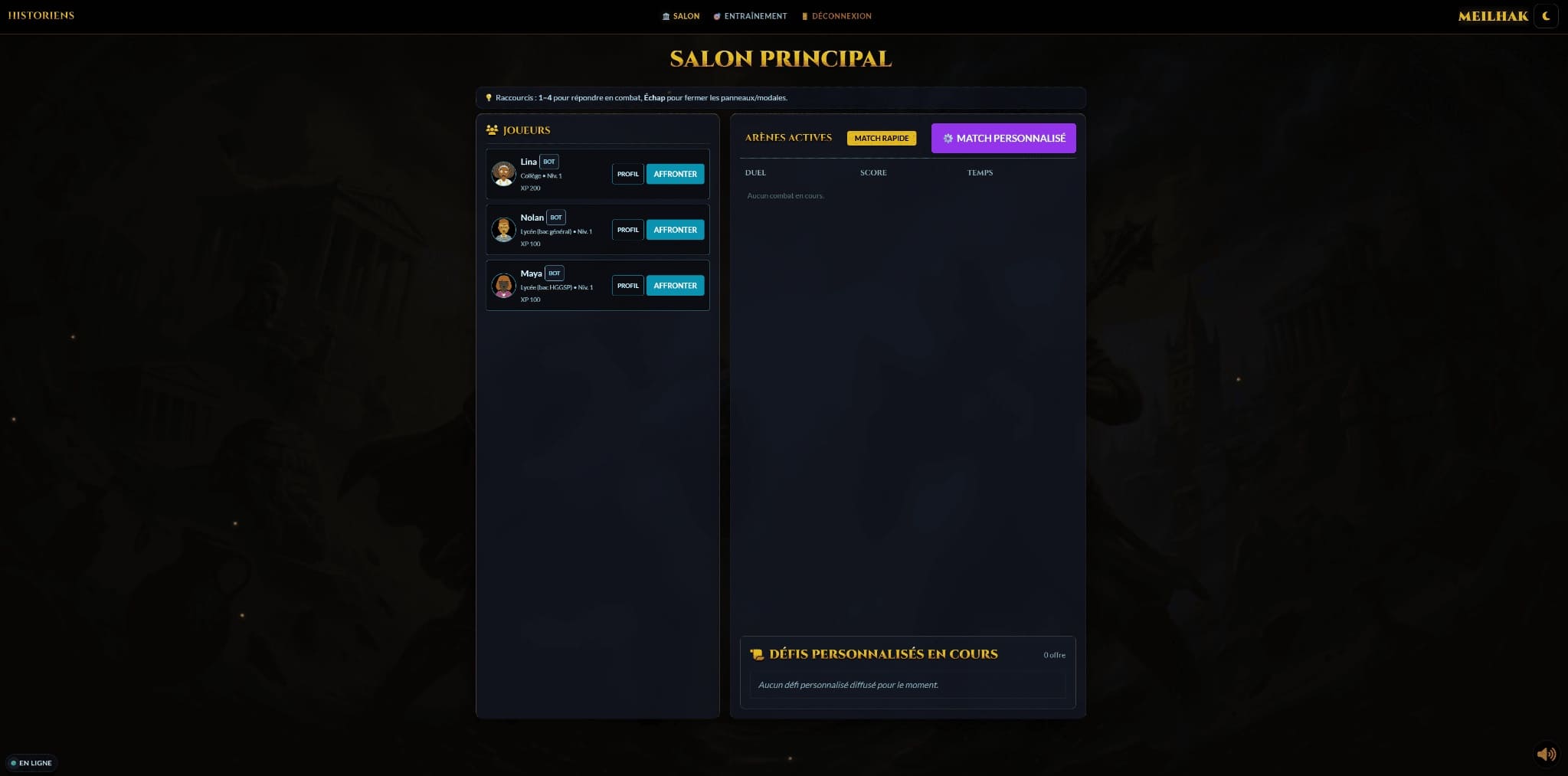 [Image du Salon Principal avec les avatars et les salles d'attente]