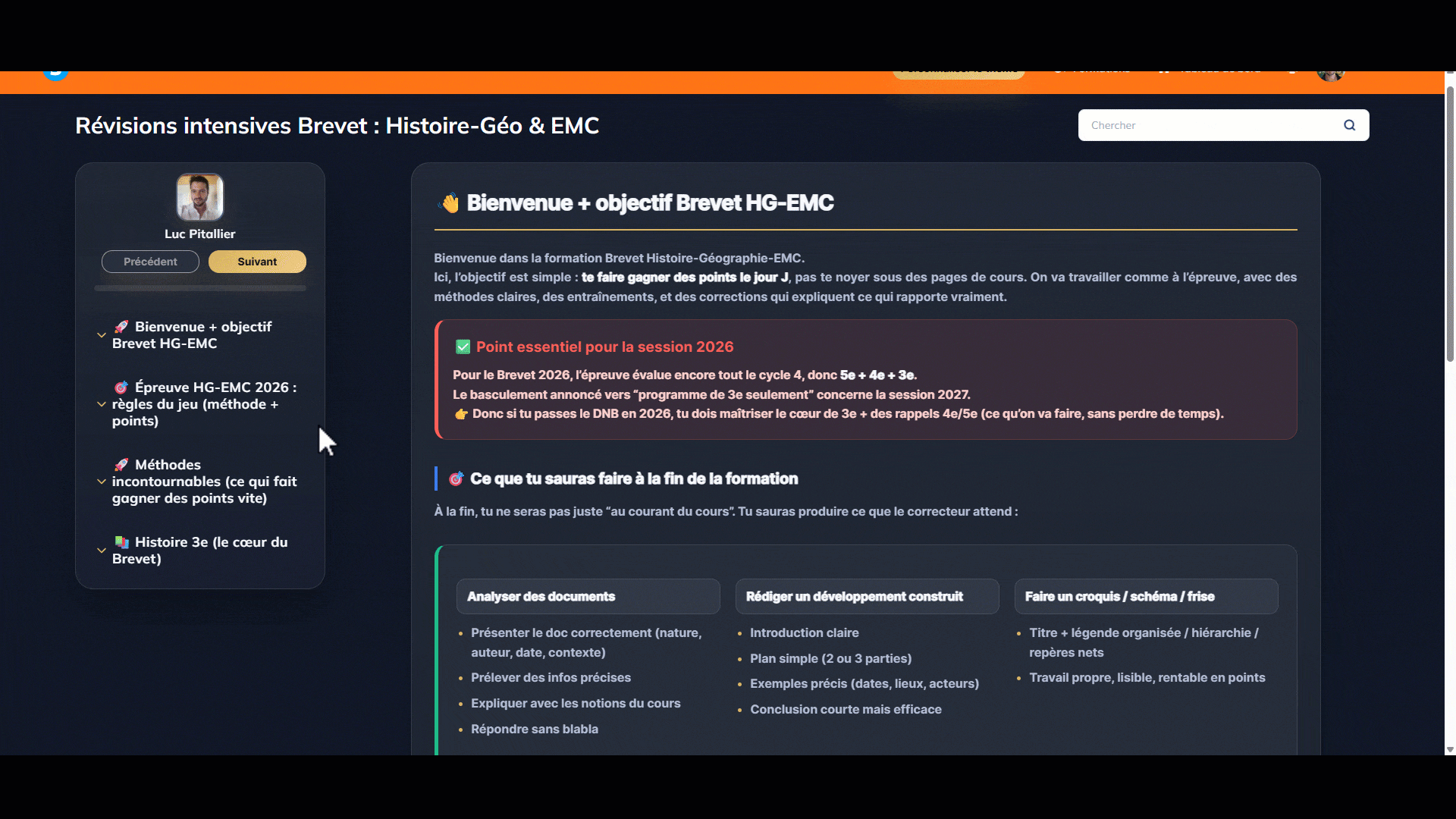 Démo de l'espace membre Réviser l'Histoire